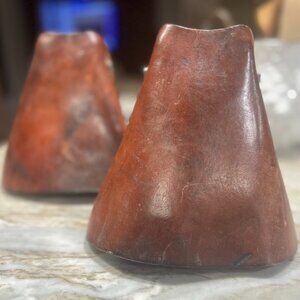 Antique Vintage Leather & Wood Handmade Horse Saddle Stirrups Tapaderos